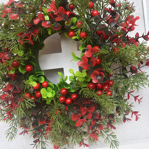 Corona De Navidad Con Frutos Rojos Artificiales