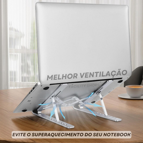 Suporte De Notebook Articulado Dobrável Ergonomico Em Alumínio Portátil Facility Shops