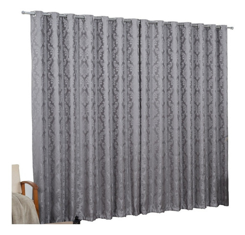 Cortina Jacquard Semi Blackout Sala Quarto 4,00mts X 2,70mts Cor Cinza-claro