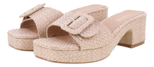 Sandalias De Tacón Ancho Modernas Ajuste Con Hebilla Elo