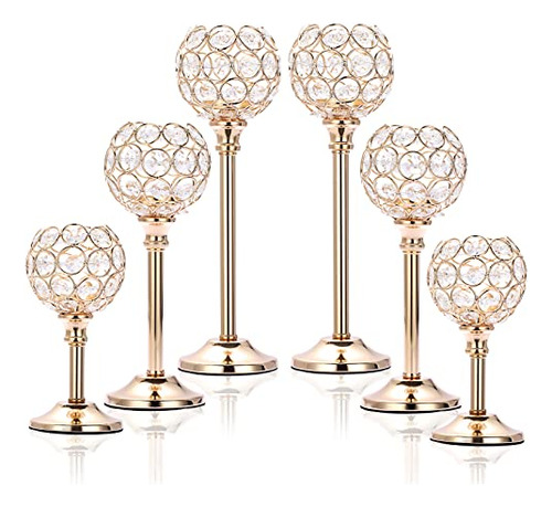 Ownmy Juego De 6 Candelabros De Cristal Para Velas De Té, C