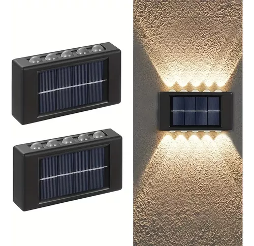 Pack 2 Foco Luz Aplique Solar Led Pared Exterior Cálida Xxl