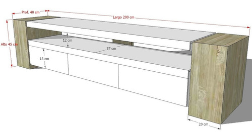 Imagen 2 de 8 de Mueble De Tv Moderno Lacado Y Madera Natural Ref: Lan
