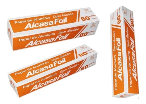 Rollo Papel Aluminio Ind Alcasa Naranja 80 Mts X 30 Cms 