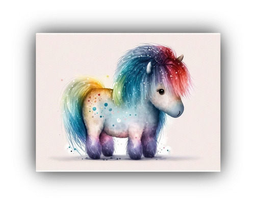 Canva Bastidor Madera Hermoso Poni Calidez 45x30cm Infantil