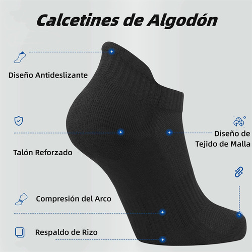Calcetines Deportivos Tobilleros Algodón Hombre Mujer 6 Pare