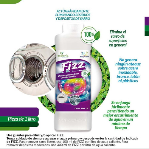 Fizz Sarricida, Limpiador, Desincrustante Ecolosía 3 Piezas