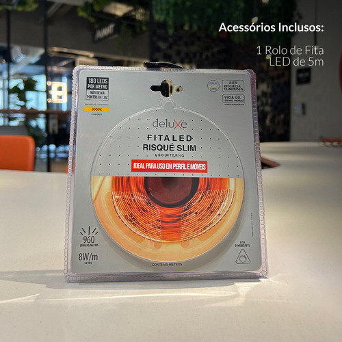 Fita Led Risque Ultra Fina 3mm 8w 4000k 5m 12v Pr Deluxe Luz Branco-neutro Tensão de operação 8W/M