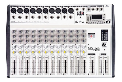 Mesa 12 Canais Staner Usb Bluetooth Fm Mixer Phantom Power 4