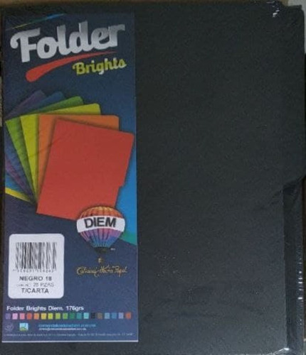 Folders Bright Negro Tamaño Carta 25pzs 176gr