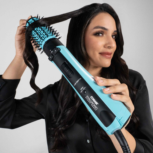 Escova Secadora Rotativa Rotating Hyaluronic Conair Cor Preto E Azul