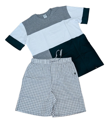 Pijama  Set  Conjunto  Para Hombre Camiseta Parches Y Short