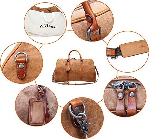 Bolso De Viaje De Cuero Iblue Bolsa De Viaje Weekender Duffe