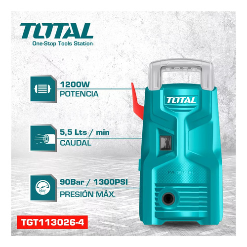 Hidrolavadora Eléctrica Alta Presión Total 1200w 90 Bar Tgt113026