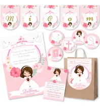 Comprar Kit Imprimible Comunión Nena Rosa 100% Editable Candy Bar