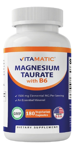 Magnesio Taurate - Vitamatic - 1500mg - 180caps - Usa Import