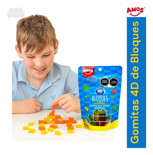 Gomitas Amos 4d De Bloques O Legos Sabores Frutales 72g