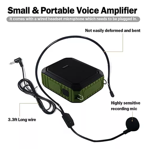 Amplificador de voz portátil con micrófono con cable de 18 W, amplificador  de voz personal Bluetooth, impermeable, grabación para profesores, guía