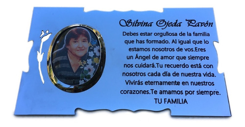 Placa Recordatoria Para Cementerio 25x15 Con Foto 6x9