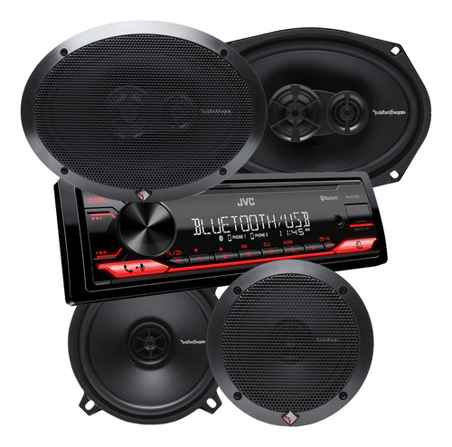 Combo Estereo Jvc Kd-x270bt+ Parlantes Auto 5 Y 6x9 Pulgadas