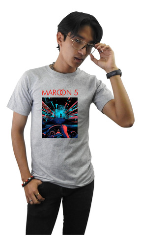 Playera Color Blanco Manga Corta Maroon 5 Ilustracion Moda