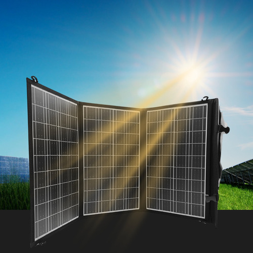 Painel Solar 75w Conexão Usb Dc Dobrável Carregamento Rápido Cor Preto