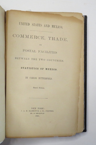United States Mexico Commerce Trade Postal Facilities 1861
