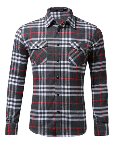 Camisa Hombre Manga Larga Cuadros Franela Casual Moda