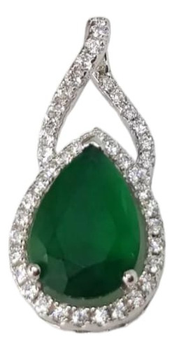 Dije Plata Rodhinada Gota Y Cubics Zircon Verde 