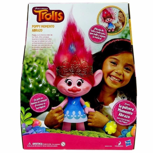 Trolls Muñeca Poppy Abrazos Canta Y Prende 35cm Hasbro Usado (Usado)