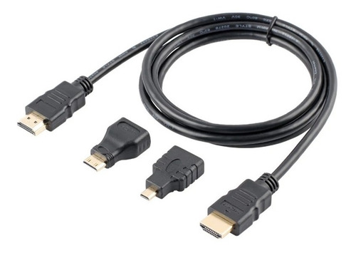 Imagen 2 de 6 de Cable Hdmi 4k Adaptador Hdmi A Mini Y Micro Hdmi 1.5 Metros