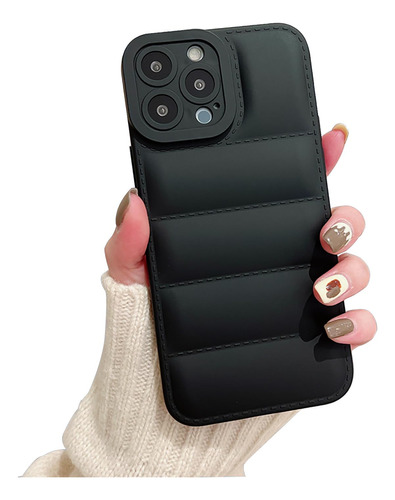 Oahomw Funda Acolchada Para iPhone 13 Pro, Color Negro