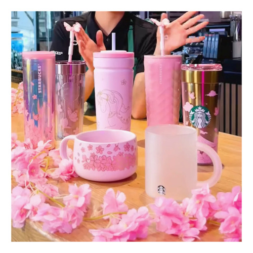Vaso Starbucks C/straw Topper Sakura Cherry Blossom 710 Ml Rosa Claro