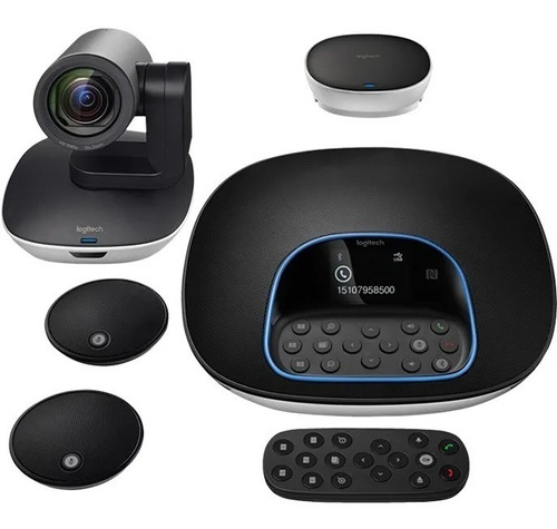 Câmera de microfone de videoconferência Logitech Hd Group Usb Ptz, cor preta