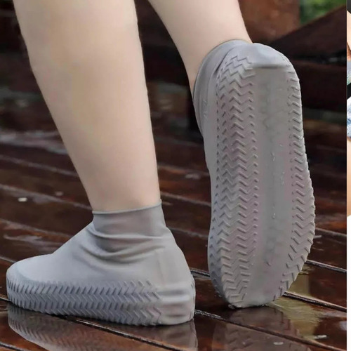 Cubre Calzado Zapato Impermeable Aislante Lluvia Gris