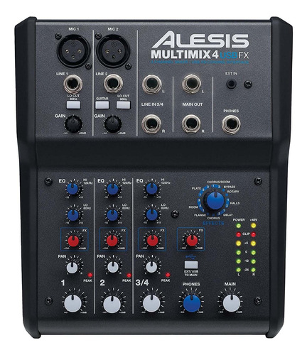 Mezcladora De 4 Canales Alesis Multimix 4 usb Fx Con Efectos