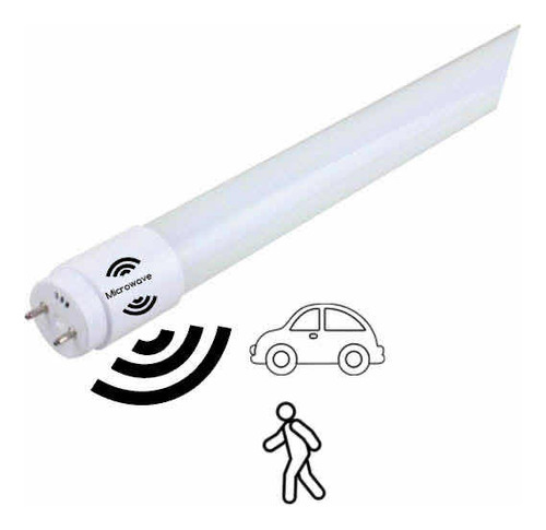Tubo Led T8 C Sensor De Movimiento,18w, 6500k. 1.20mts, 5pzs Transparente