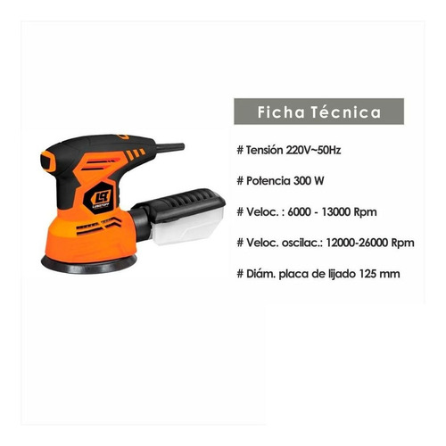 Lijadora roto orbital Lüsqtoff LRL300-8 naranja 50Hz 300W 220V
