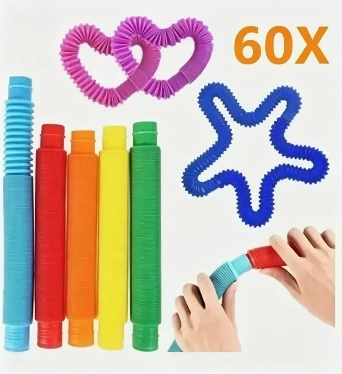 60pcs Pop It Tubes Antistres Juguete Tubo Piñata Bolo Fiesta