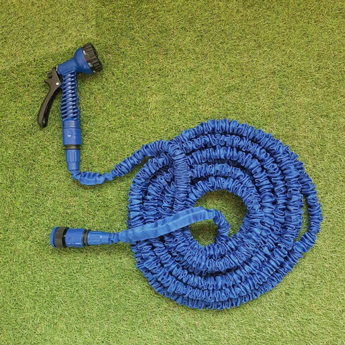 Manguera de jardín flexible expandible y elástica azul de 15 m