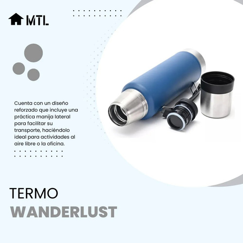 Termo Matero Color Azul Wanderlust 1.3 Litros Acero Inox