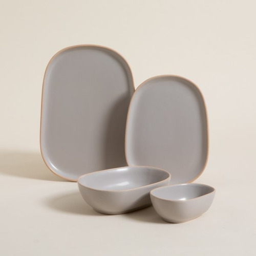 Bowl Compotera Zarzis Gris Con Borde Natural De 18.5x13.5cm