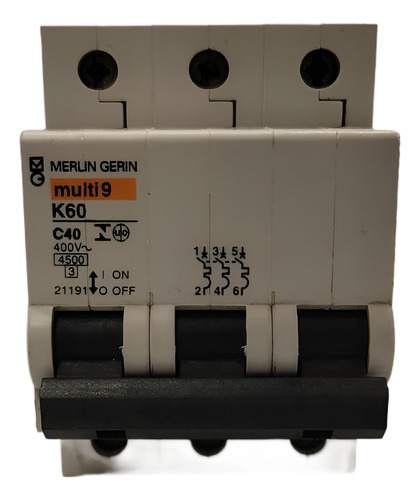 Disjuntor Tripolar 40a Curva C K60 Merlin Gerin