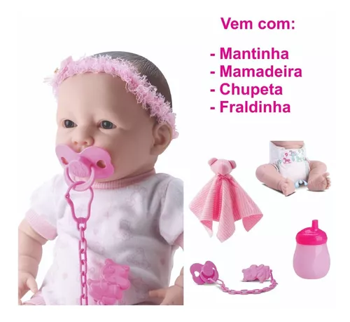 Boneca Bebê Reborn New Born Banho vem com ducha Divertoys - Babu Brinquedos