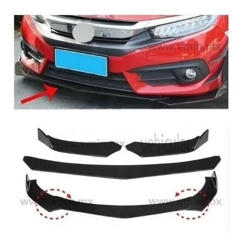 Imagen 2 de 7 de Lip Universal Plástico Abs Facia Delantera Bumper Body Kit