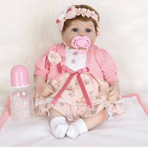 Muñeca Bebé Reborn Con Silicon Y Cuerpo De Algodón 58 Cms.