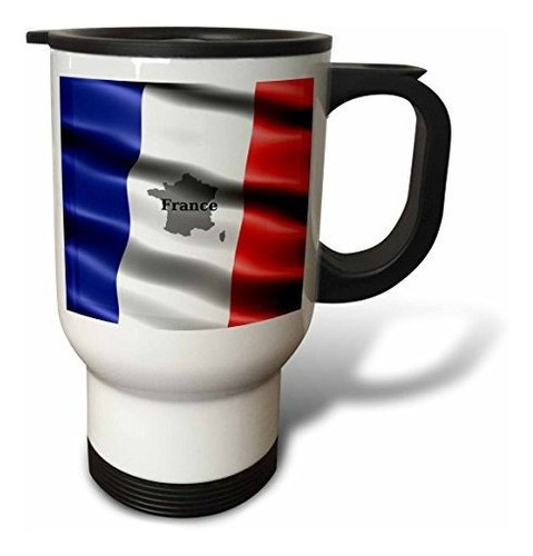 Vaso - 3drose French Flag Design Travel Mug, 14 Oz, White