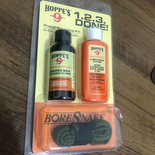 Kit Limpeza Pistola E Revolver 9mm 38 380 E 357 Hoppes 3 Pçs