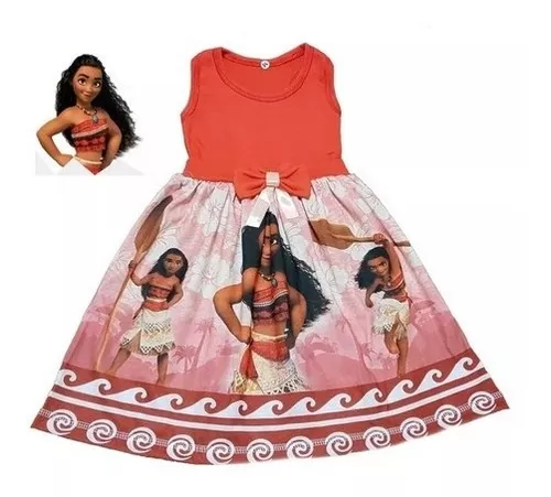 Vestido Moana com faixa adulto mãe