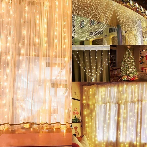 Cortinas Decorativas Luz Led Control Remoto 3x3m 300 Leds